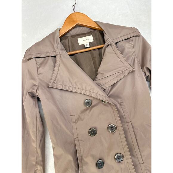 Womens‎ Pea Coat Rain Jacket Merona Size XS Tan Brown Double Breasted Button Up - Picture 11 of 16